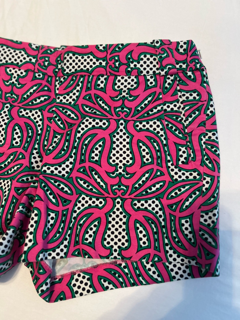 J Crew City Fit Pink & Green Patterned Shorts - Picture 3 of 9